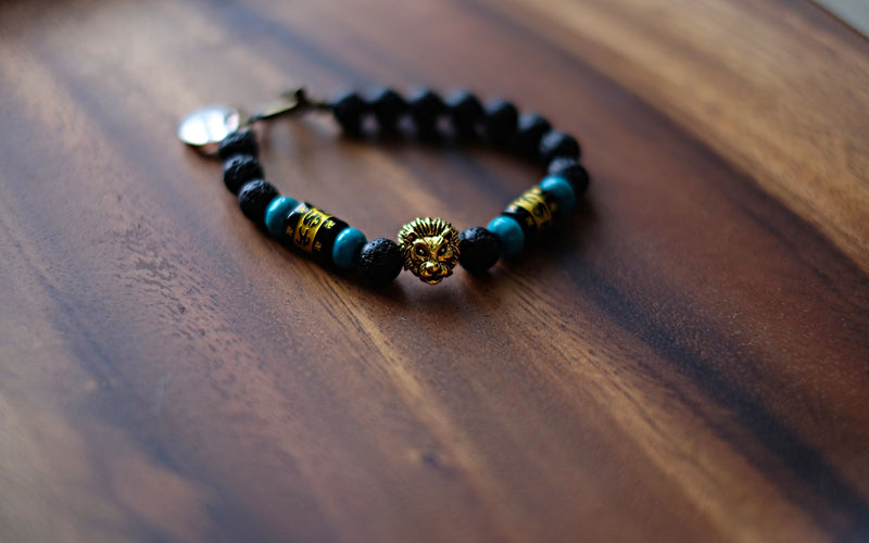 IntheWild Collection - Aslan Gold with Prayer Beads, Turquoise and Lavastones