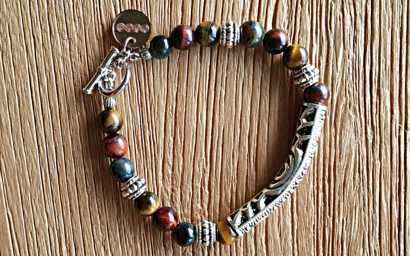 Elemental Collection - Mixed Tiger's Eye with Metal Column Bead II