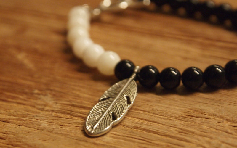 Rebelution Collection - Feather with Riverstone and Onyx