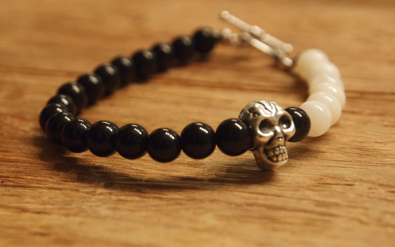 Rebelution Collection - Skull Silver with Riverstone and Onyx