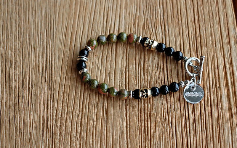 Rebelution Collection - Gold Skull Duo with Unakite and Black Agate