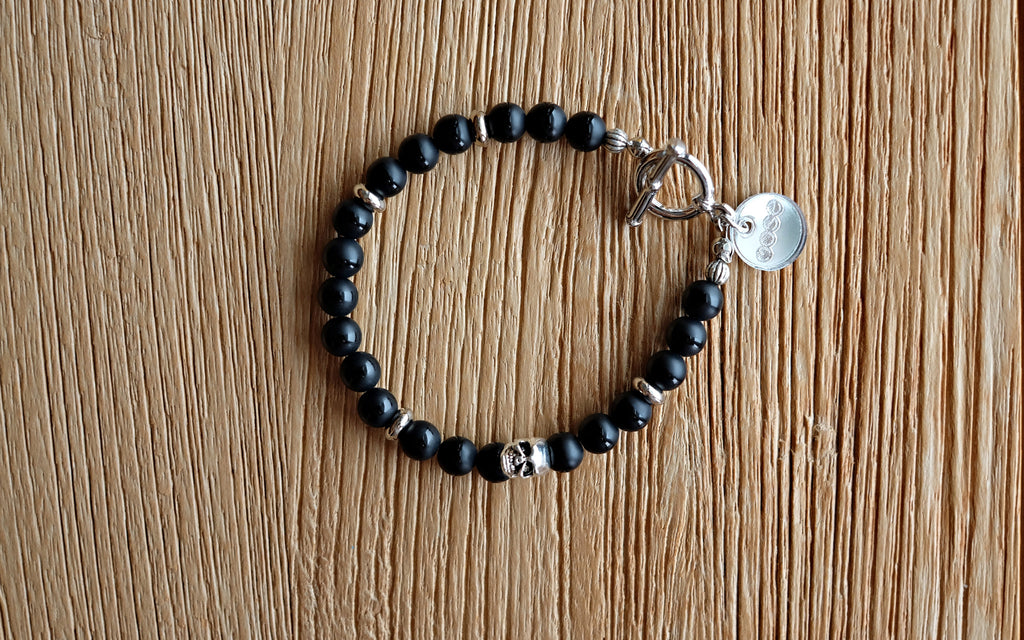 Rebelution Collection - Silver Skull and Obsidian with Shiny Stripe